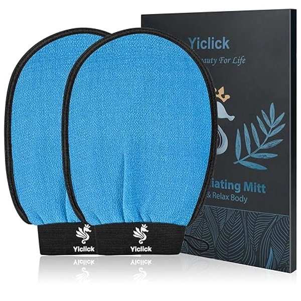 Yiclick Koreanische Peeling-Handschuhe, Peelinghandschuh für Bad - Peeling Handschuh Körperpeeling - abgestorbene Haut Entferner für Damen und Herren - exfoliating glove, peeling, body scrub (Blue)