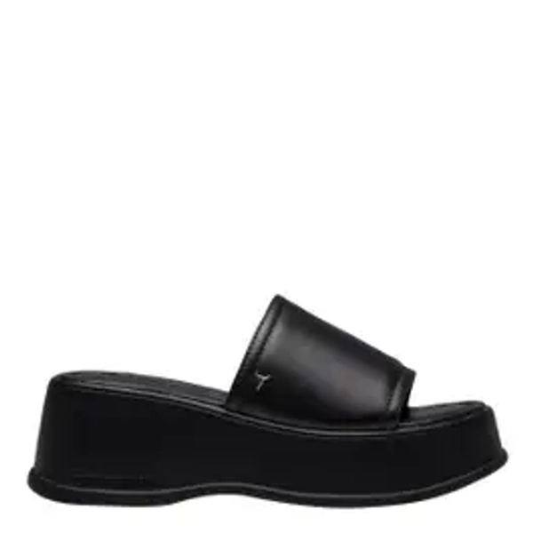 HORIZON BLACK LEATHER WEDGES