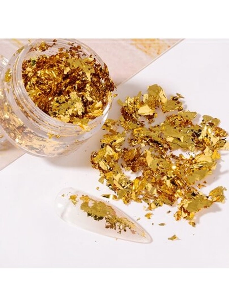 1 kartong Nail Art guld- och silverfoliepapper med Y2K estetiska 3d asymmetriska aluminiumklistermärken DIY Nail Charms Nail Gems Nageltillbehör