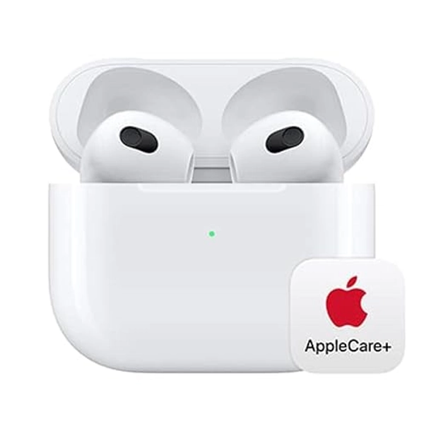 Apple AirPods (3rd Generation) Wireless Ear Buds, Bluetooth Headphones, Spatial Audio, Water Resistant, Lightning Charging Case Included, Up to 30 Hours of Battery Life With AppleCare+ (2 Years)