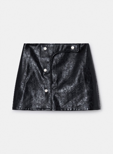 LENA BLACK FAUX LEATHER SKIRT | M