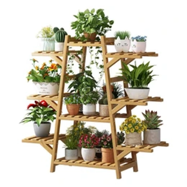 Tiered Bamboo Plant Shelf