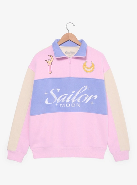 Sailor Moon Color Block Women's Quarter Zip Crewneck - BoxLunch Exclusive