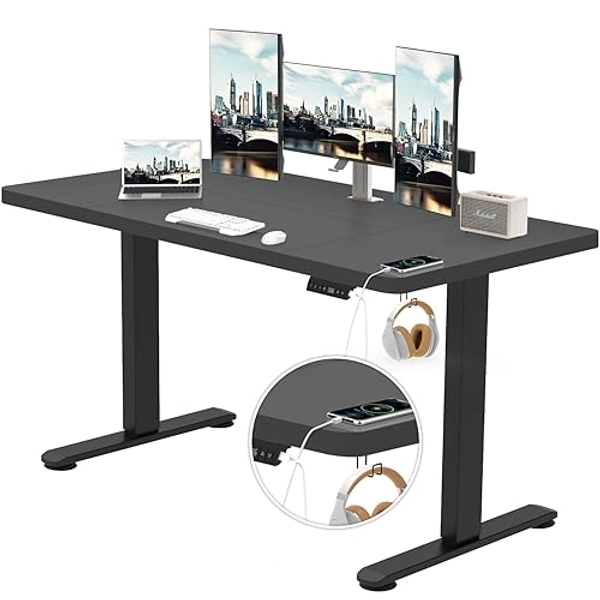 TRIUMPHKEY Bureau réglable en Hauteur - 160 x 80 cm - 3 Commandes à mémoire - Hauteur réglable - Grand Bureau Anti-Collision - Bureau d'ordinateur - Réglable en Hauteur - roulettes - Noir