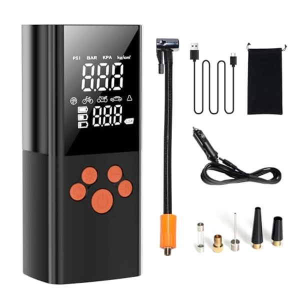 Etitlly Tire Inflator Portable Air Compressor,150PSI Air Pump for Car Tires,7800mAH Battery,3X Faster Inflation Electric Air Pump with Digital Pressure Gauge and Led light,for Car,Motorcycle,Bike,Ball
