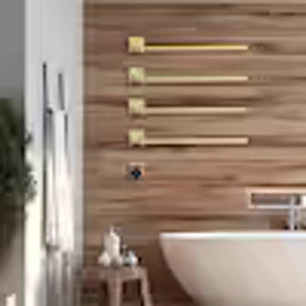 Cesicia 4-Bar Plug-In/Hardwired Swingable Wall Mounted Electric Towel Warmer Rack in Brushed Gold Waterproof JYTowelW18