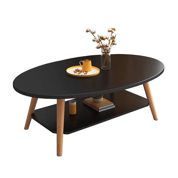 Mesa de Centro Elegante para Sala con Efecto Mármol - Negro
