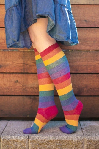 Heather Rainbow Striped Knee High | Default Title