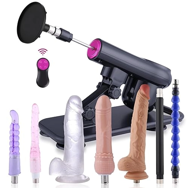 Sex Machine Dildo Machine for Women,Fuck Machine with Powerful Suction Cups,Thrusting Machine with 3Xlr Connector,Thrusting Machine with 8 Attachments Sex Toys
