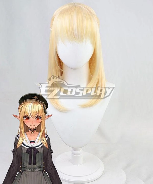 Vtuber Hololive Virtual YouTuber Shiranui Flare Golden Cosplay Wig