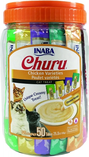 Inaba Churu Chicken Puree Cat Treat Variety Pack - 50-ct