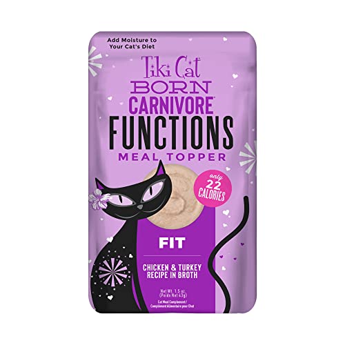 Tiki Cat Born Carnivore Functions Fit, Chicken & Turkey Recipe in Broth, Formulated to Support Optimal Body Condition, Mousse Cat Food Topper, 1.5 oz. Pouch (12 Count) - Chicken & Tuna Recipe - 1.13 Pound (Pack of 1)
