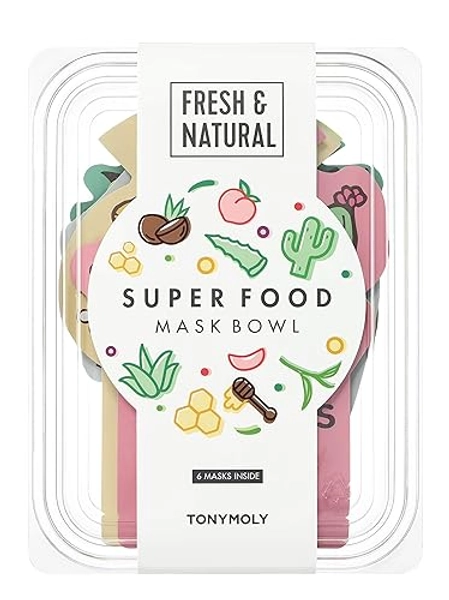 TONYMOLY Super Food Mask Bowl, Sheet Face Mask Set to Replenish & Hydrate Tired Skin, 0.74 oz