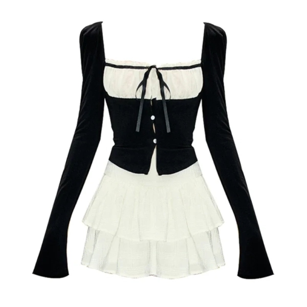 Kawaii Lolita Black Y2K 2 Piece Set