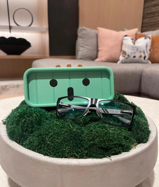 FFXIV Cactuar Eye Glasses Holder, FF14 3D Printed Glasses Accessory, Cactus Inspired Valet Tray, PC Desk Organizer, Cozy Gamer Decor