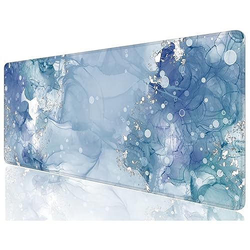 Niniubye Desk Mat, Large Mouse Pad, 32" x 12" XXL Extended Gaming Mousepad, Desktop Decor Desk Pad, Cute Men Women Office Supplies and Accessories, XL Mouse Pad for Laptop & Keyboard, Ink Abstract Art - Blue Ink Painting - 32" x 12"