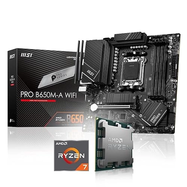 Memory PC Aufrüst-Kit Bundle Ryzen 7 7800X3D 8X 5.0 GHz Prozessor, 16 GB DDR5, MSI PRO B650M-A WiFi Mainboard (Komplett fertig zusammengebaut inkl. Bios Update und Funktionskontrolle)