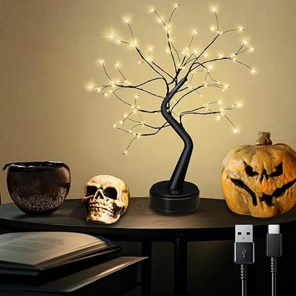 OTAVILEM Black Bonsai-Tree Desk Lamp Fake-Plants for Home-Decor, LED-Fairy-Lights and Twinkling-Trees for Aesthetic Room-Decor, Lighted-Tree-Lamp for Christmas-Ramadan, and Spring-Decorations for Home