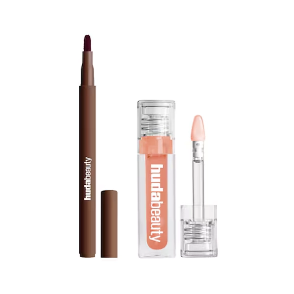 HUDA BEAUTY | Combo lèvres - Crayon à lèvres 2 en 1 et huile à lèvres