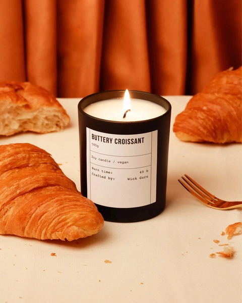 Croissant Scented Candle: Gifts for Bakers, French Bakery Inspired Decor, Delicious Dessert Pastry Fragrance, Unique Vegan Foodie Present