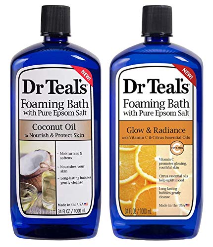 Dr. Teal's Foaming Bath Variety Gift Set (2 Pack, 34oz Ea) - Nourish & Protect Coconut Oil, Glow & Radiance Vitamin C & Citrus