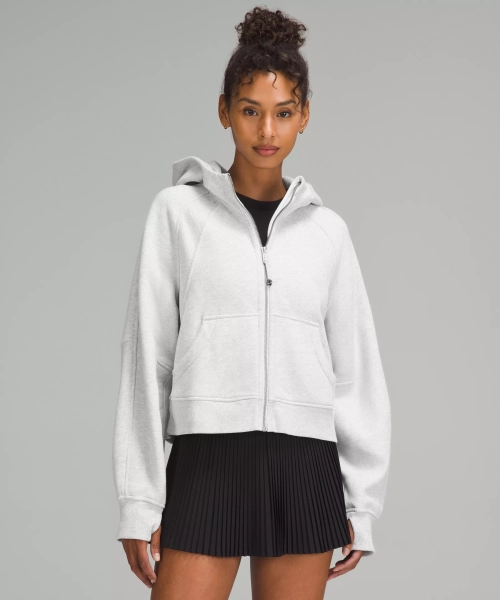 Scuba Oversized Full-Zip Hoodie - Heathered Core Ultra Light Grey - XS/S