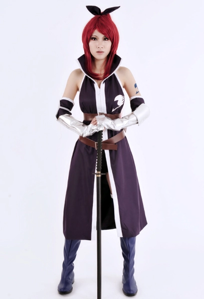 Fairy Tail Eruza Purple Cosplay Costume