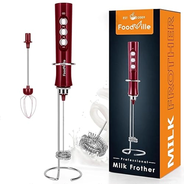 FoodVille MF02 Rechargeable Milk Frother (Vivid Red)