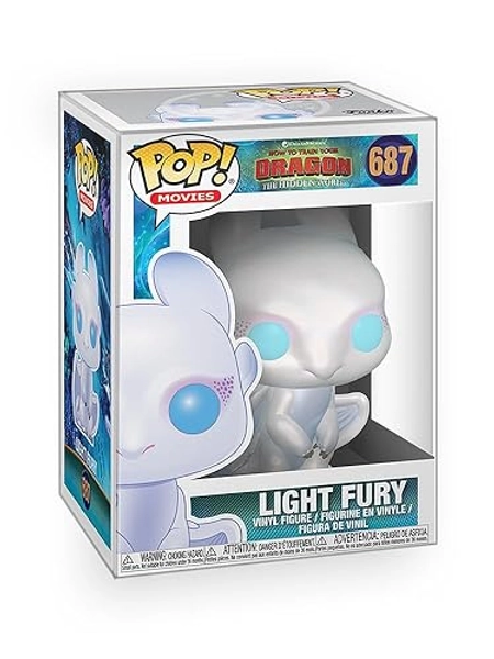 Epic Collectibles Pop Movies: How to Train a Dragon - Light Fury (The Hidden World) Vinyl Figure Bundle with Compatible Funko Box Protector