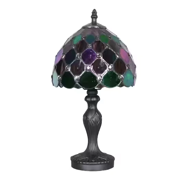 Black, Green & Purple Glass Lamp