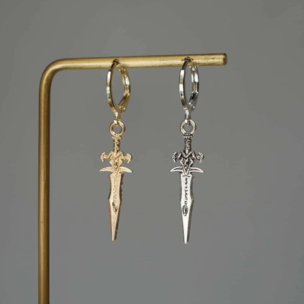 Sword Earrings Sword Necklace Gold/Silver Sword Hoop Earrings Minimalist Drop Earrings Gothic Jewelry Gift For Her Birthday Gift Christmas