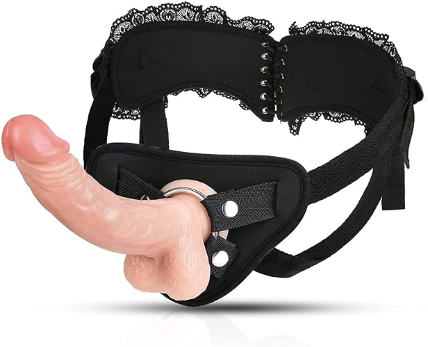 Strap On Dildo Harness for Pegging, Sex Harness with Realistic Anal Dildo Penis G-Spot Stimulator Sex Toys for Women Lesbian Couple, 7.5 Inch Silicone Dildo with Suction Cup Anal Sex Toys for Beginner