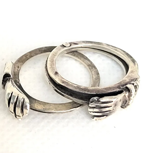 Vintage Fede Gimmel "Soulmate" Puzzel Ring 925 Sterling Silver Size 4.75 Handmad