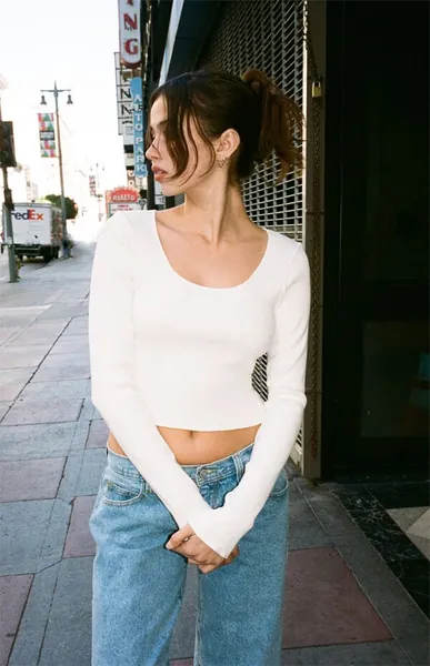 White Mckenna Long Sleeve Top