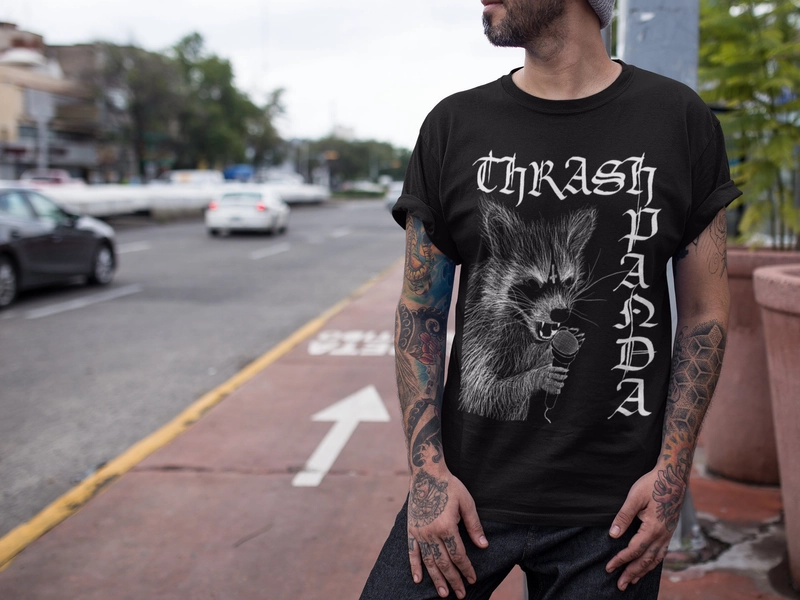 Thrash Panda Unisex - Aesthetic Shirt, Aesthetic Clothing, Band Shirt, Grunge Clothing, Death Metal Logo, Black Metal Logo Gildan Heavy