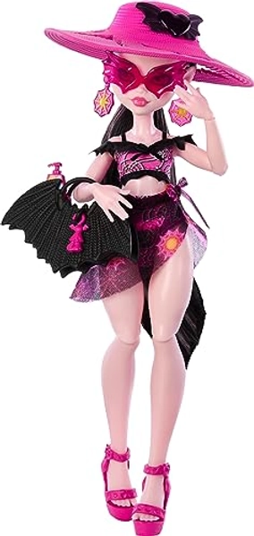 Monster High Scare-adise Island Draculaura Doll with Swimsuit, Sarong and Beach Accessories Like Hat, Sunscreen, and Tote