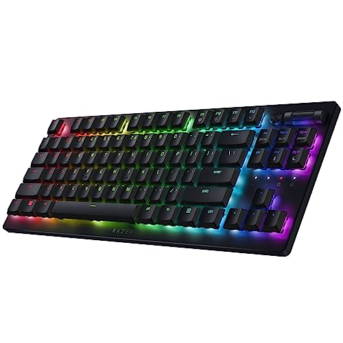 Razer DeathStalker V2 Pro TKL Wireless Gaming Keyboard: Low-Profile Optical Switches - Linear Red - HyperSpeed Wireless & Bluetooth 5.0 - Up to 200 Hrs - Ultra-Durable Coated Keycaps - Chroma RGB - Classic Black - V2 Pro TKL - Linear Optical Switch