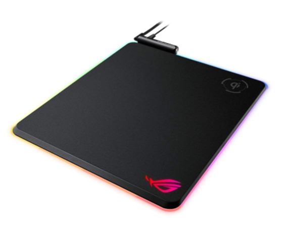 ASUS ROG Balteus Qi Vertical Gaming Mouse Pad with Wireless Qi Charging Zone, Hard Micro-Textured Gaming Surface, USB Pass-Through, Aura Sync RGB Lighting and Non-Slip Base (12.6” X 14.6”) - Mouse Pad with Wireless Qi Charging