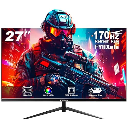 27 Inch FY27QHM2 Gaming Monitor | 1440P, 2K QHD | 170Hz | HDMI, USB C, DP | Office, Home | VESA Mount | Eye Care | Black - 27inch - 2k-170Hz