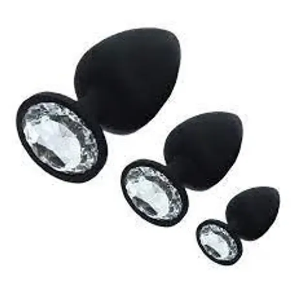 3pcs Set Silicone Anal Plug Butt Plug Unisex Plated Jeweled Sex Stopper Adult Toys for Men and Women Anal Trainer for Couples