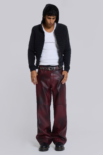 Oxblood Faux Leather Pants | W34 / Red