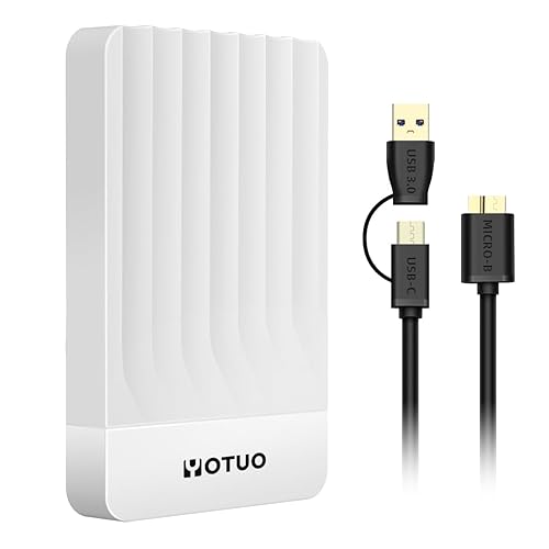 YOTUO External Hard Drive, USB 3.0 Portable HDD External Expansion Storage for PC, Mac, Desktop, Laptop Office Devices, for PS4, PS5, Xbox One, Xbox 360, Xbox Series X/S Gaming Devices (Whtie, 500GB) - 500GB - Whtie