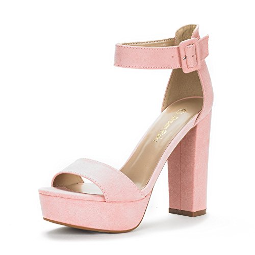 DREAM PAIRS Women's Hi-Lo High Heel Platform Pump Sandals - 7.5 - HI-LO-PINK SUEDE