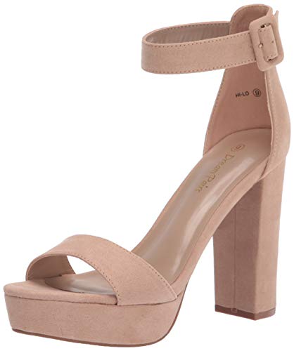 DREAM PAIRS Women's Hi-Lo High Heel Platform Pump Sandals - 7.5 - HI-LO-NUDE SUEDE