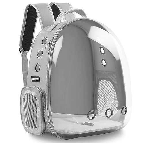 BEIKOTT Cat Backpack Carriers Bag, Dog Backpack, Pet Bubble Backpack for Small Cats Puppies Dogs Bunny, Airline-Approved Ventilate Transparent Capsule Backpack for Travel, Hiking and Outdoor Use - Capsule-GY