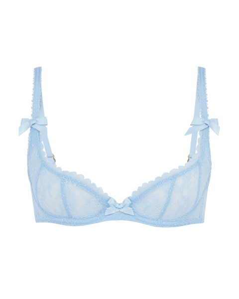 Hinda Demi Cup Plunge Underwired Bra in Blue | By Agent Provocateur All Lingerie