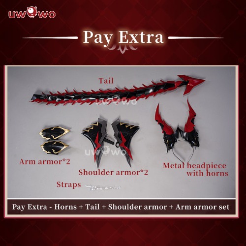 【In Stock】Uwowo Azur Lane KMS Regensburg Darksteel Dragon Iron Blood Sheer Black Bodysuit Halloween Cosplay Costume - 【In Stock】Tail+Armor+Horns