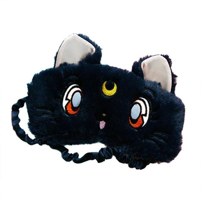 Plush Kitten Sleep Mask - Black