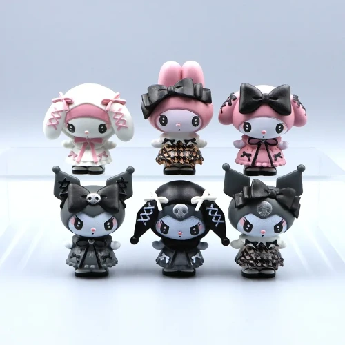 6Pcs/set Sanrio Bow My Melody Kuromi Princess Dress Up Anime Figure Model Doll Toy Decorative Ornament Girly Heart Kids Gift| |   - AliExpress