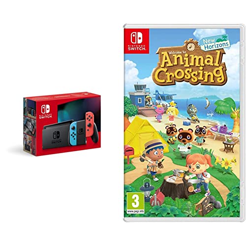 Nintendo Switch (Neon Red/Neon blue) & Animal Crossing: New Horizons (Switch) - Neon - Console+ Animal Crossing: New Horizons
